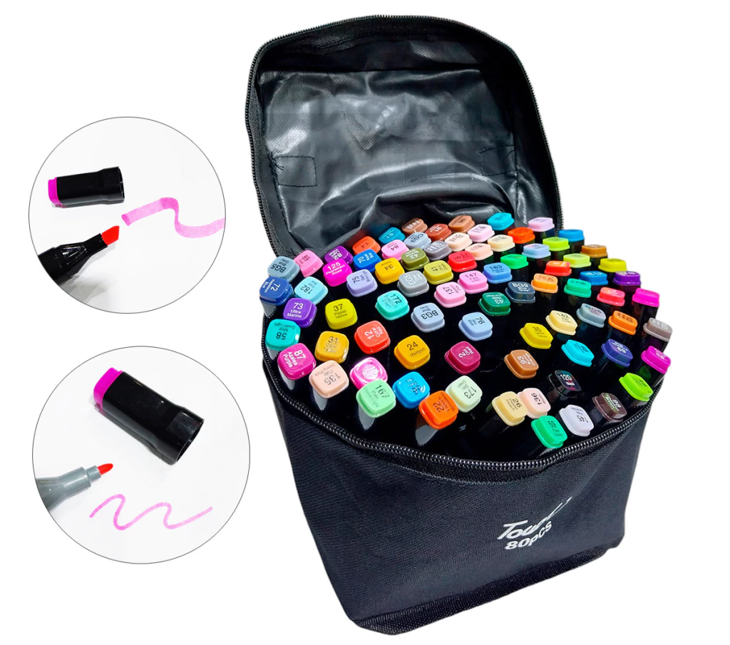 MARCADORES DOBLE PUNTA EN ESTUCHE X80