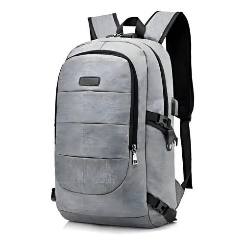 MOCHILA ANTIROBO C/ USB DE CARGA GRIS Y NEGRO