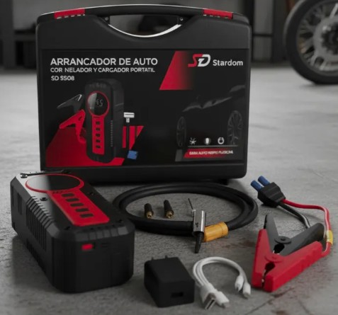 ARRANCADOR C INFLADOR Y CARGADOR AUTO PORTATIL