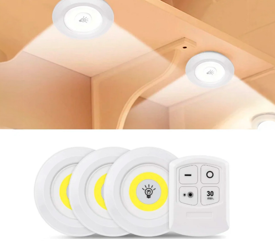 SET 3 LUCES LED INALAMBRICO CONTROL REMOTO