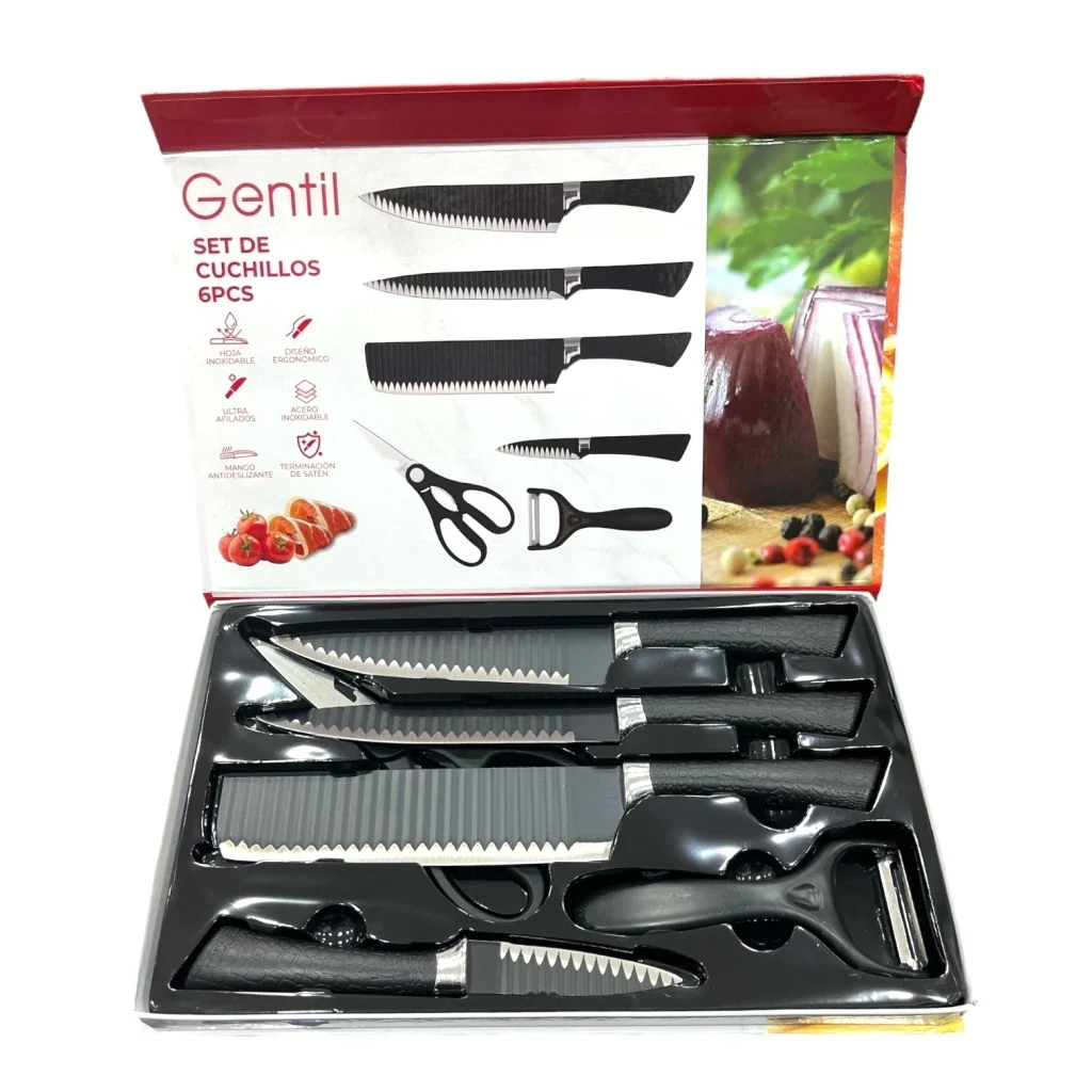 SET DE CUCHILLOS EN CAJA 6 PCS