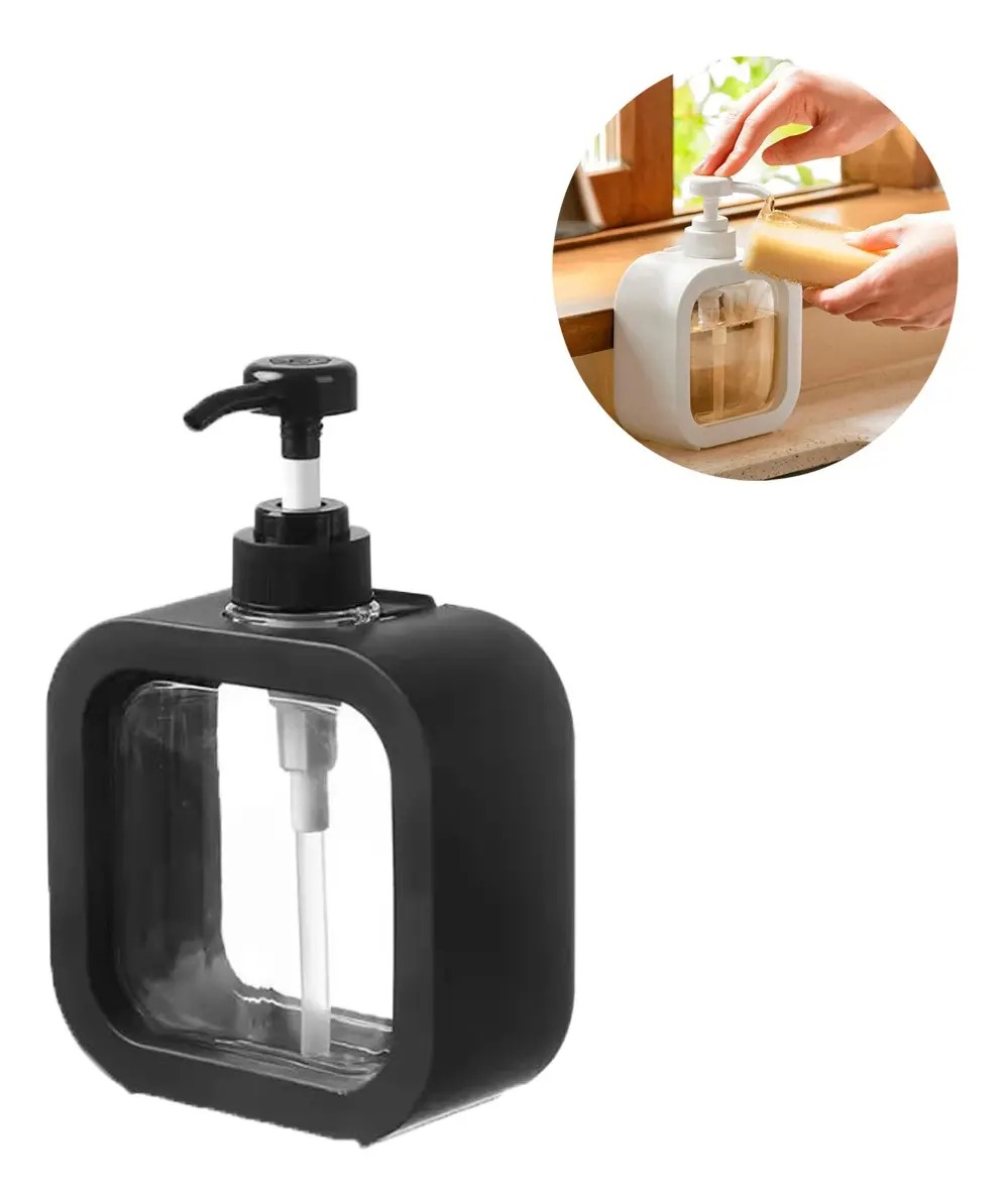 DISPENSER DE JABON LIQUIDO TRANSPARENTE NEGRO