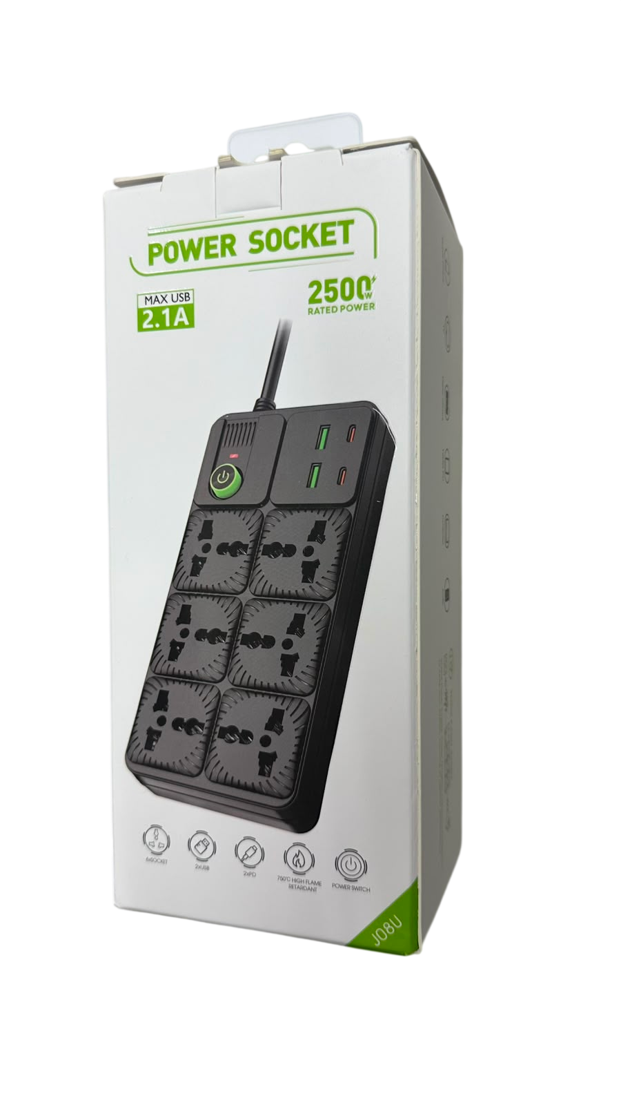 ZAPATILLA ALARGUE 2MTS 6 ENTRADAS USB