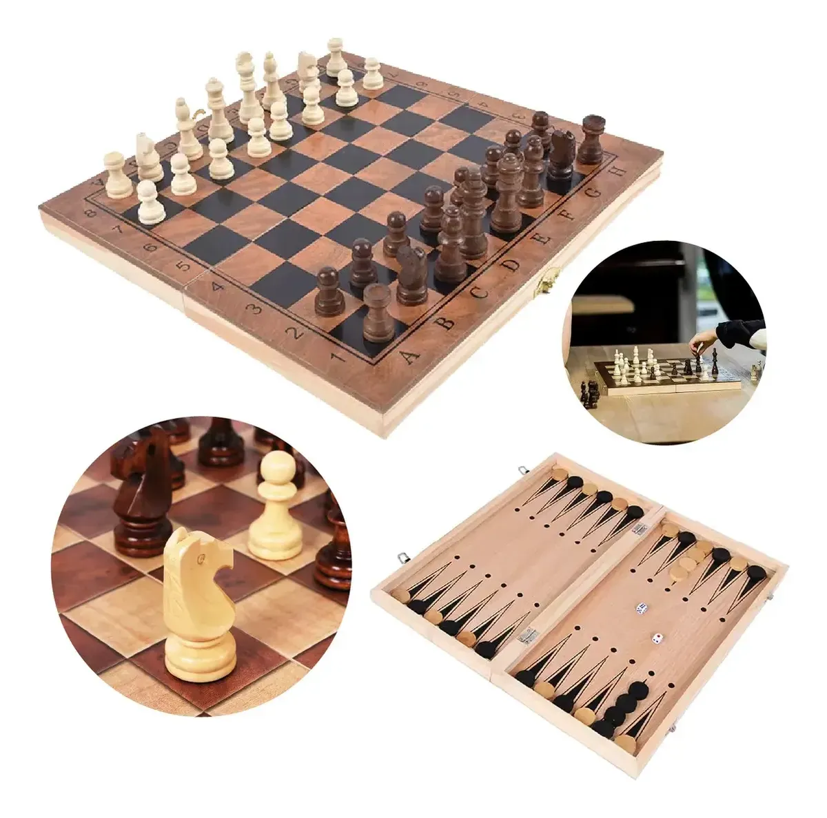 JUEGO DE AJEDREZ 3 EN 1 24CM