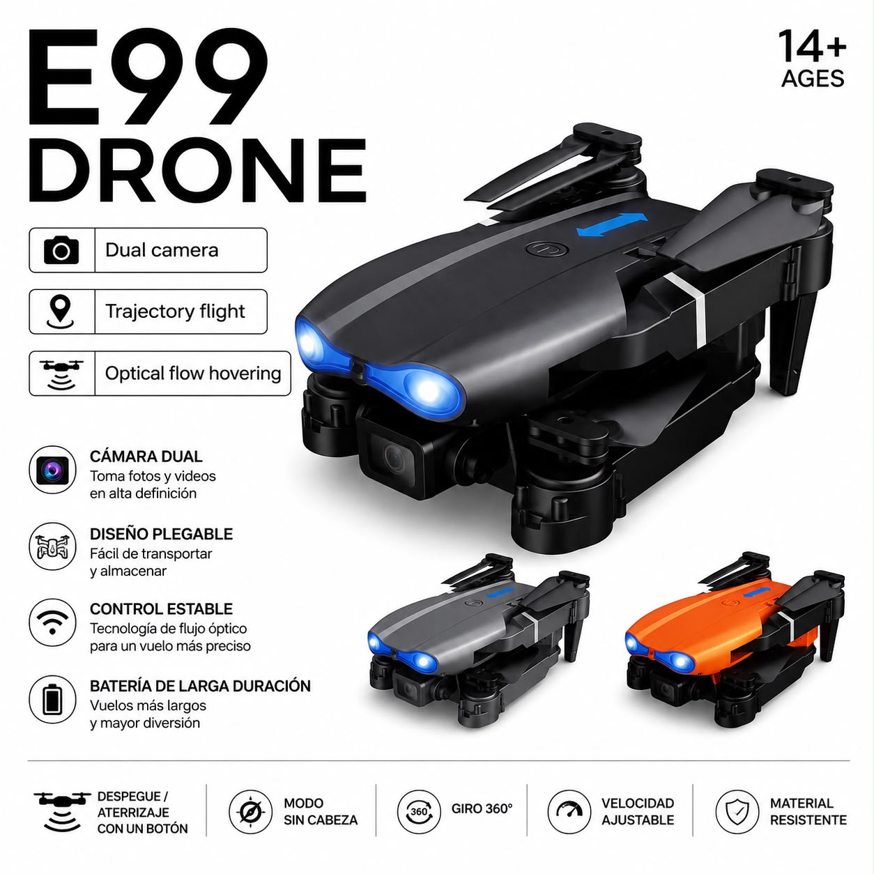 DRON E99 CON CAMARA Y CONTROL REMOTO