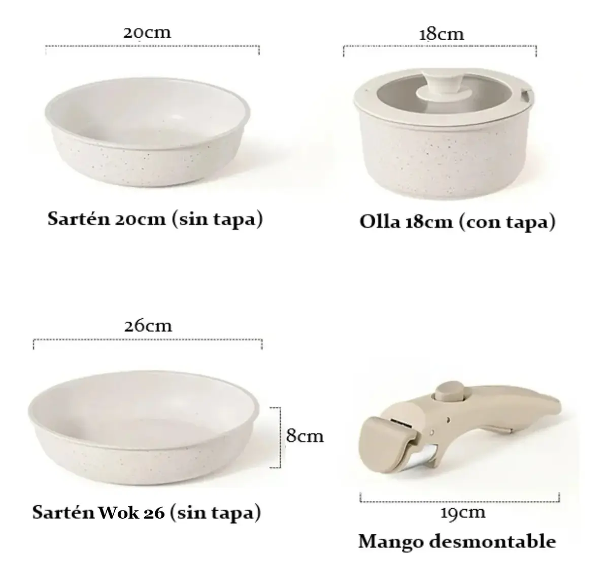 SET OLLAS 5 PCS MANGO DESMONTABLE