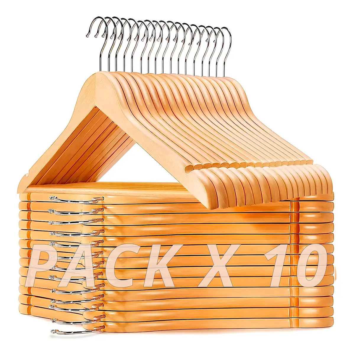 PACK DE 10 PERCHAS MADERA