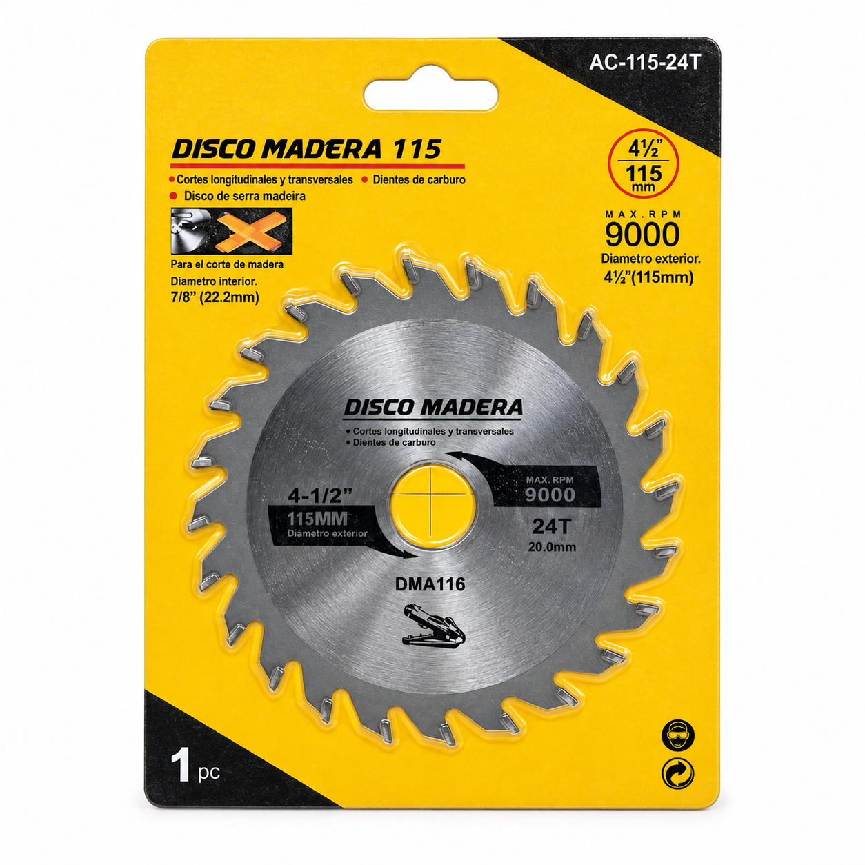 DISCO MADERA 115 PACK X10 AC-115-24T