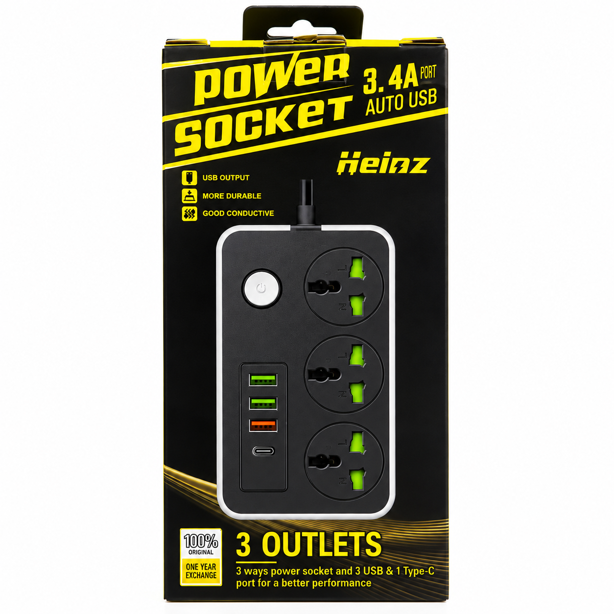 ALARGUE 3 ENTRADAS 220V 5 USB 1 C  Cód.: PS-341