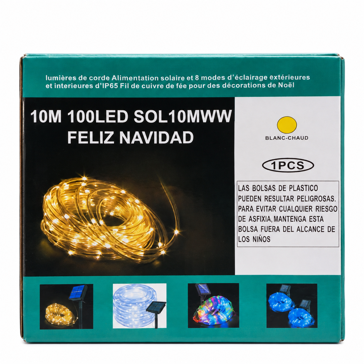 LUZ LED SOLAR 10M MANGUERA CALIDO