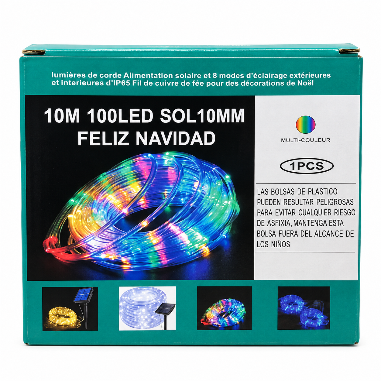 LUZ LED SOLAR 10M MANGUERA COLORES 