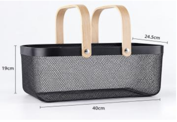 CANASTO C/ MANIJAS METALICO 40x24,5x19CM Cód.: F0073
