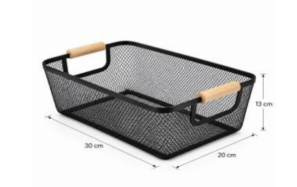 CANASTO ORGANIZADOR METALICO NEGRO 30X20x13CM Cód.: F0077